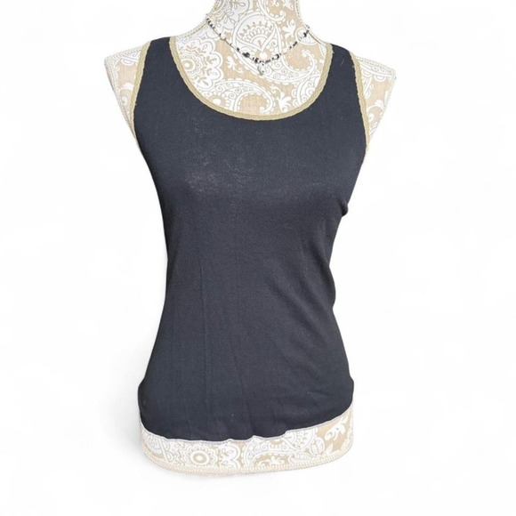 Sparkle Black Basic Tank Top Women's Medium Sleeveless Stretchy Layering Shirt - Picture 2 of 5